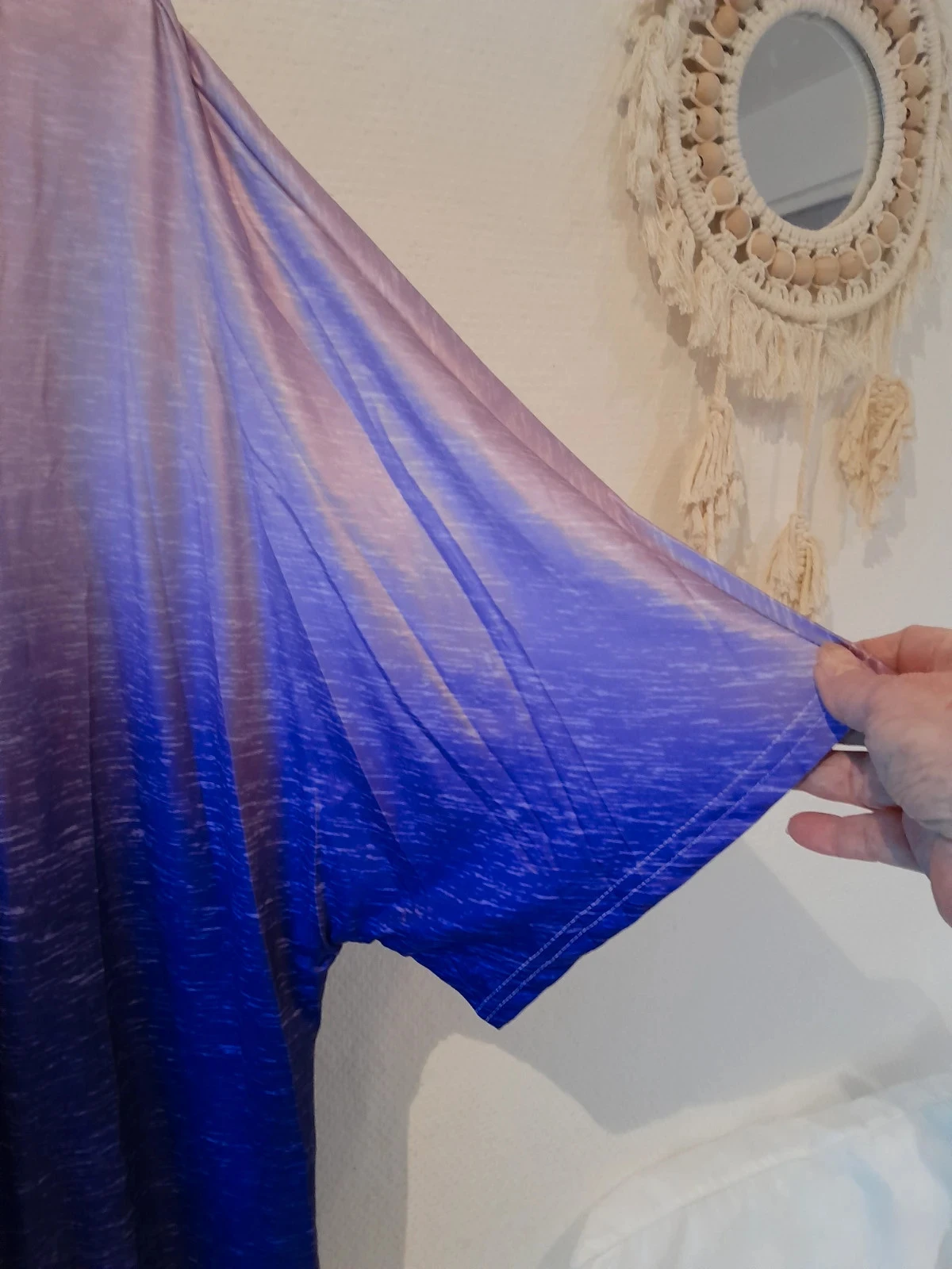Túnica assimétrica, feminina, tamanho 5XL, violetas degradados – photo 3